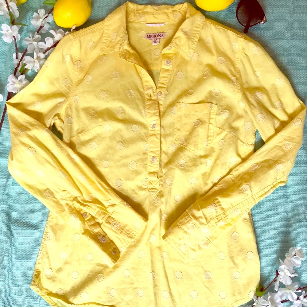 Yellow tunic polka dot Merona blouse